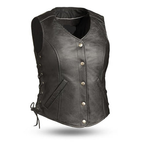 MKL - Cynthia Women's Motorcycle Leather Vest - KME means the very best