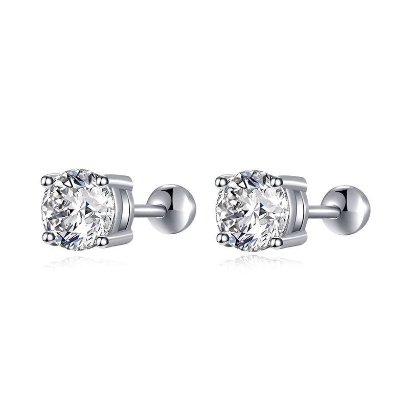 Moissanite 18K White Gold Men and Women Sterling Silver Stud Earrings - KME means the very best