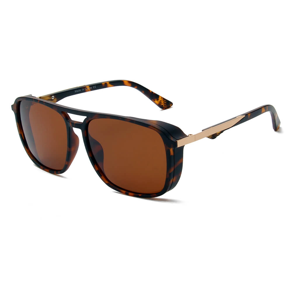 NAPA | Retro Vintage Flat Brow Bar Polarized Square Fashion Sunglasses - KME means the very best
