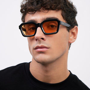 Nayah Black Orange Nayah Unisex Sunglasses: Retro-Inspired Elegance with Modern Flair by KME - KME means the very best