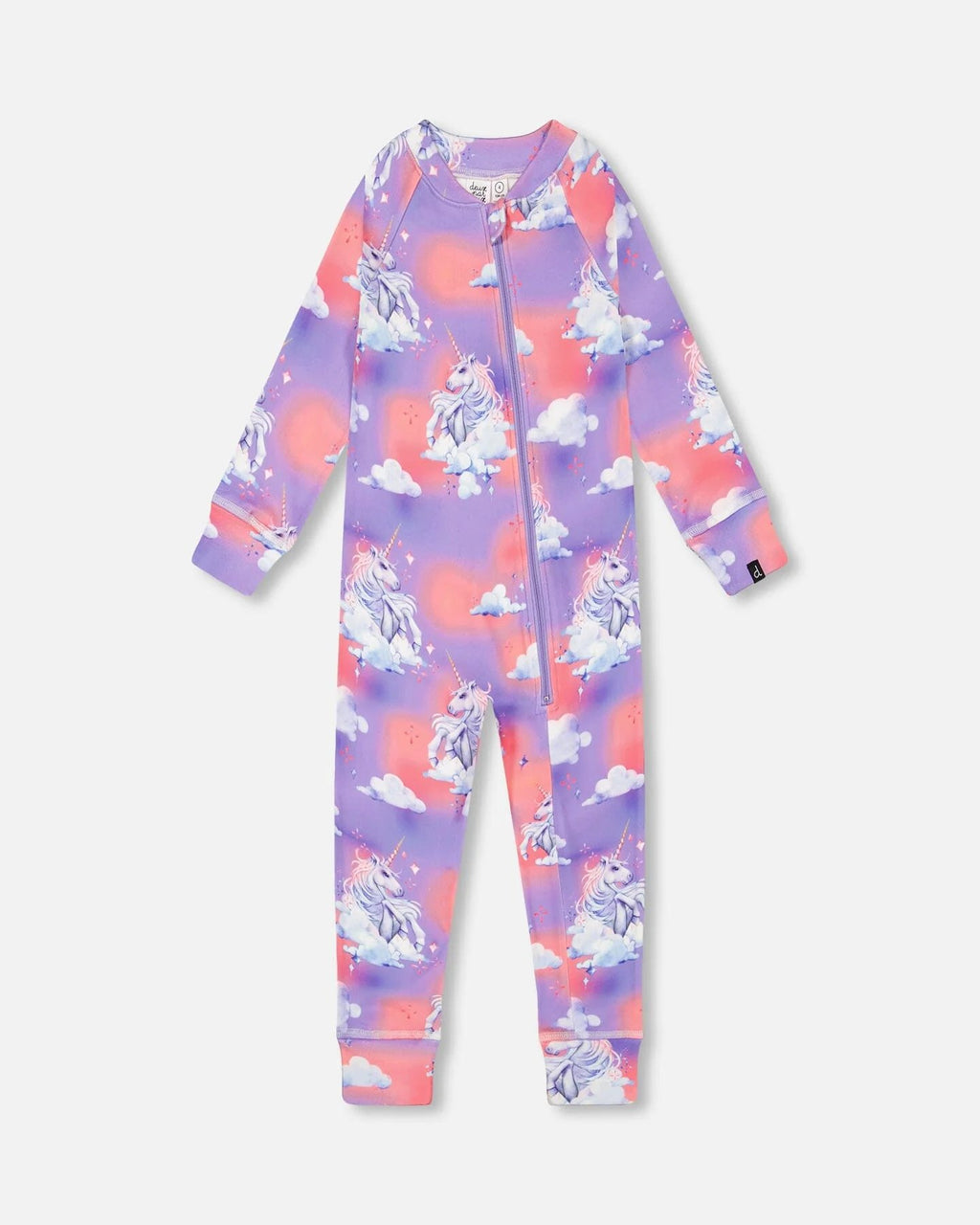 One Piece Thermal Underwear Set Lavender With Unicorns In The Clouds Print - KME means the very best