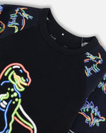 Load image into Gallery viewer, Organic Cotton Two Piece Pajama Set Black Printed Neon Dino - KME means the very best
