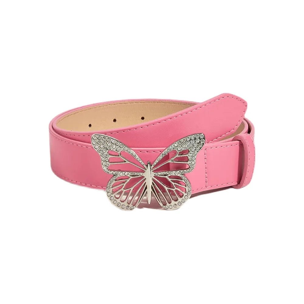 Pink Butterfly Belt Women's Stylish Niche Style Skirt Decorative Snap Belt Width Y2g Sexy Pant Belt White Rose - KME means the very best