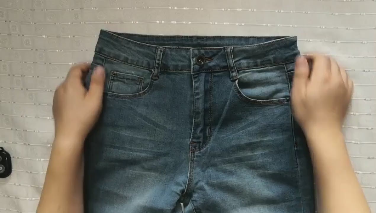 ASLEA ROVIE- Skinny Jeans for Woman high waist  full Length skinny pencil black blue Denim Pants