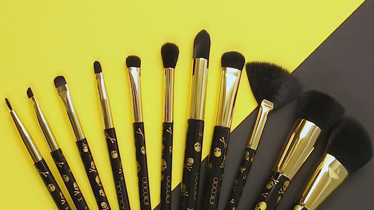 Docolor - Goth Makeup Brush Set 12Pcs Professional Face Powder Eyeshadow Blush Foundation Blending Cosmetic Professional Brushes