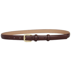 Punch - Free Female Brown Belt - Minimalist Cowhide Leather Belt for Women with Alloy Pin Buckle - KME means the very best