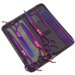 Load image into Gallery viewer, Purple Dragon 8&quot; Japan 440C Pet Scissors Kit - Thinning Shears Chunker Curved Scissors - KME means the very best
