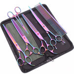 Load image into Gallery viewer, Purple Dragon 8&quot; Japan 440C Pet Scissors Kit - Thinning Shears Chunker Curved Scissors - KME means the very best
