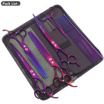 Load image into Gallery viewer, Purple Dragon 8&quot; Japan 440C Pet Scissors Kit - Thinning Shears Chunker Curved Scissors - KME means the very best
