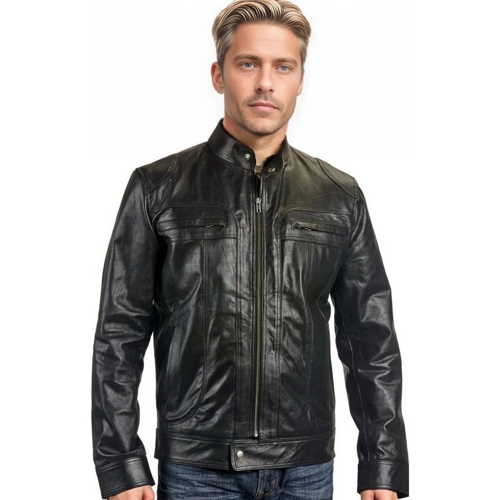 Raging Men's Cafe Racer Leather Jacket - KME means the very best