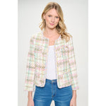 Load image into Gallery viewer, Rainbow Tweed Plaid Elegance Jacket - Sophisticated Formal Wear with Vibrant Flair - KME means the very best
