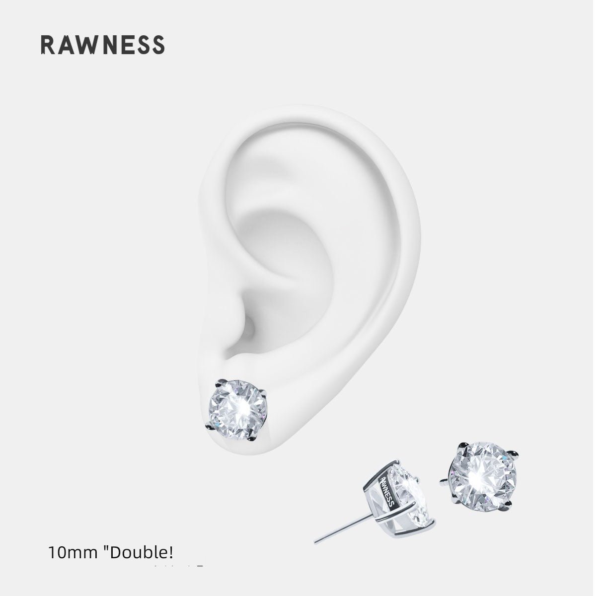 Rawness Moissanite Sterling Silver Men's Hip Hop Style Ear Studs - KME means the very best