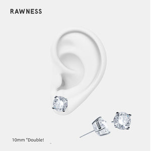 Rawness Moissanite Sterling Silver Men's Hip Hop Style Ear Studs - KME means the very best