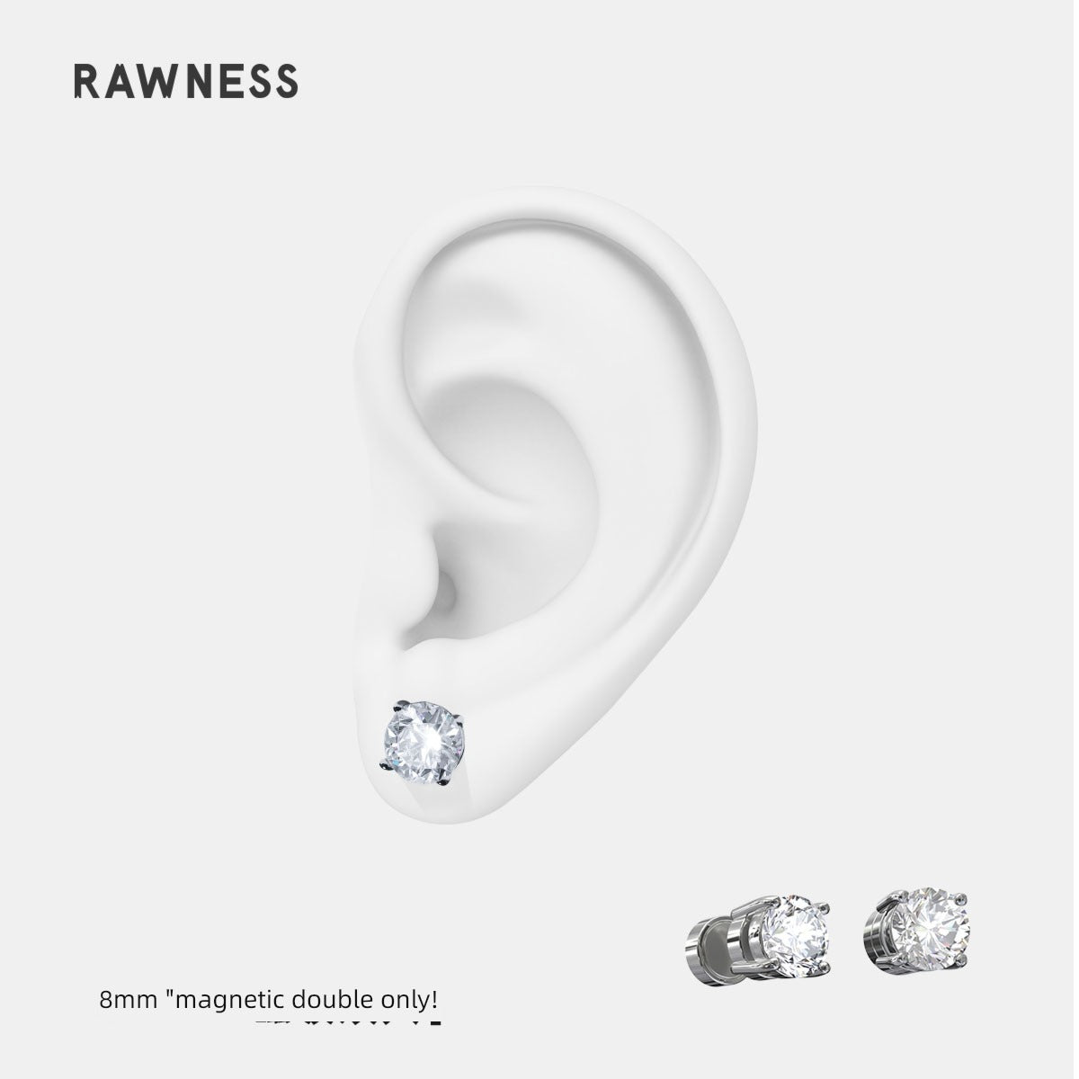 Rawness Moissanite Sterling Silver Men's Hip Hop Style Ear Studs - KME means the very best