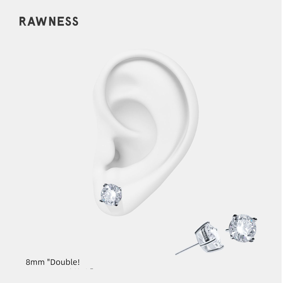 Rawness Moissanite Sterling Silver Men's Hip Hop Style Ear Studs - KME means the very best