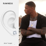 Load image into Gallery viewer, Rawness Moissanite Sterling Silver Men&#39;s Hip Hop Style Ear Studs - KME means the very best
