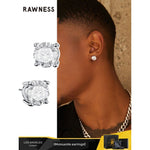 Load image into Gallery viewer, Rawness Moissanite Sterling Silver Men&#39;s Hip Hop Style Ear Studs - KME means the very best
