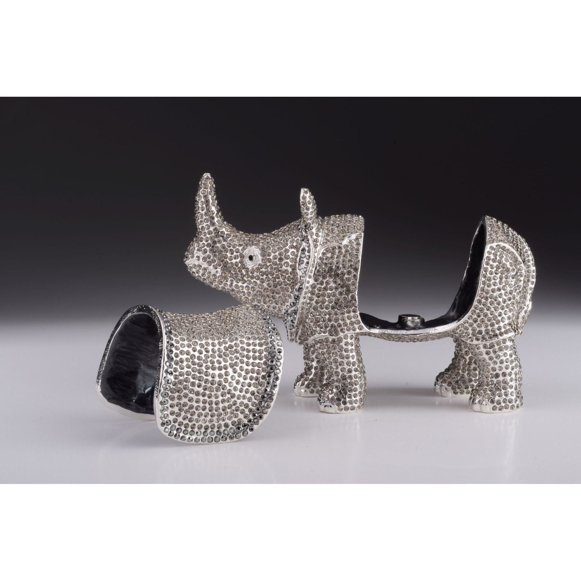 Rhino Trinket Box Decorated with Austrian Crystals - KME means the very best