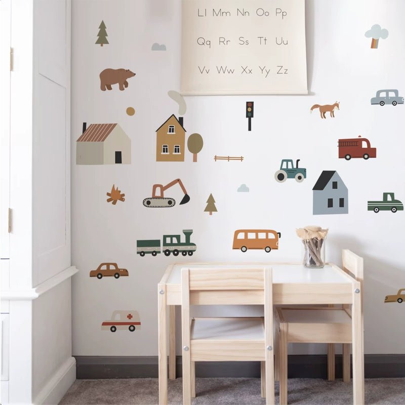 Scandinavian Kids Wall Stickers - Building & Animal Layout for Kids' Rooms - KME means the very best