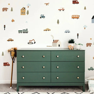 Scandinavian Kids Wall Stickers - Building & Animal Layout for Kids' Rooms - KME means the very best