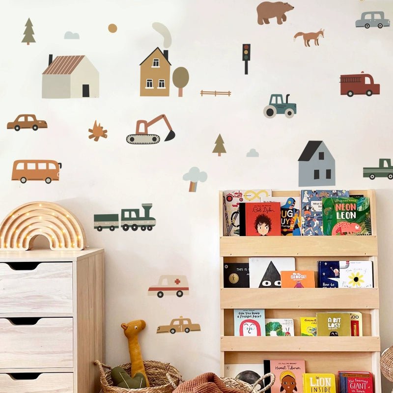 Scandinavian Kids Wall Stickers - Building & Animal Layout for Kids' Rooms - KME means the very best