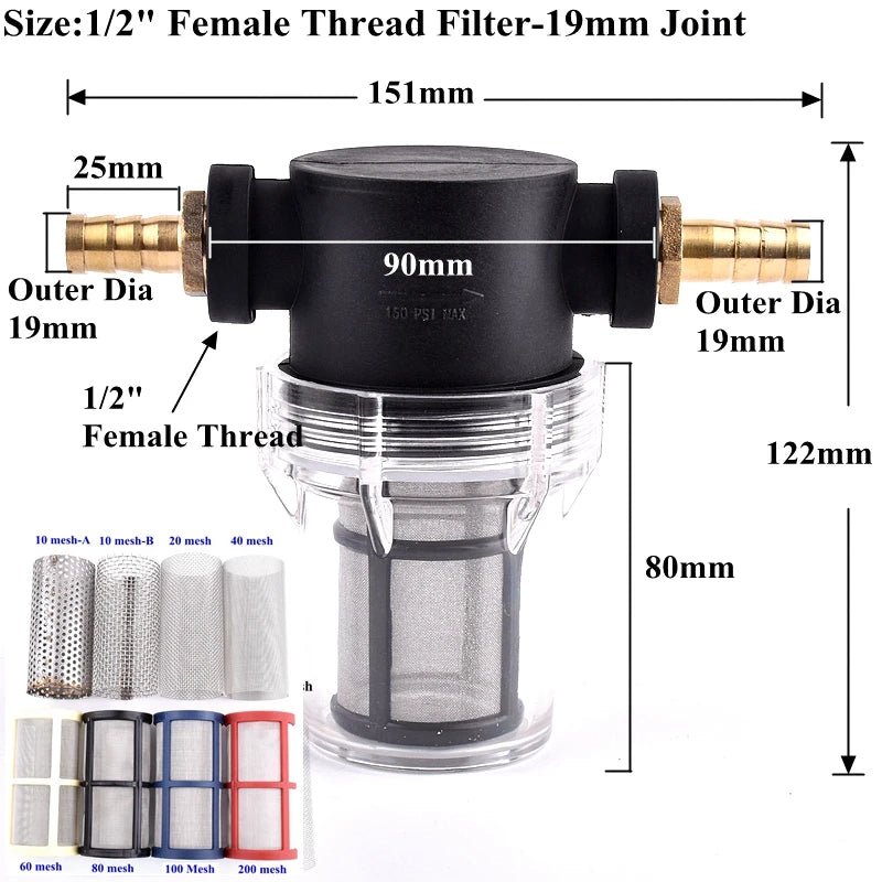 Soijot 1/2" Rain Water Filter - Agricultural Irrigation & Garden Watering Strainer, Aquarium Water Tank Filter 10~200 Mesh - KME means the very best