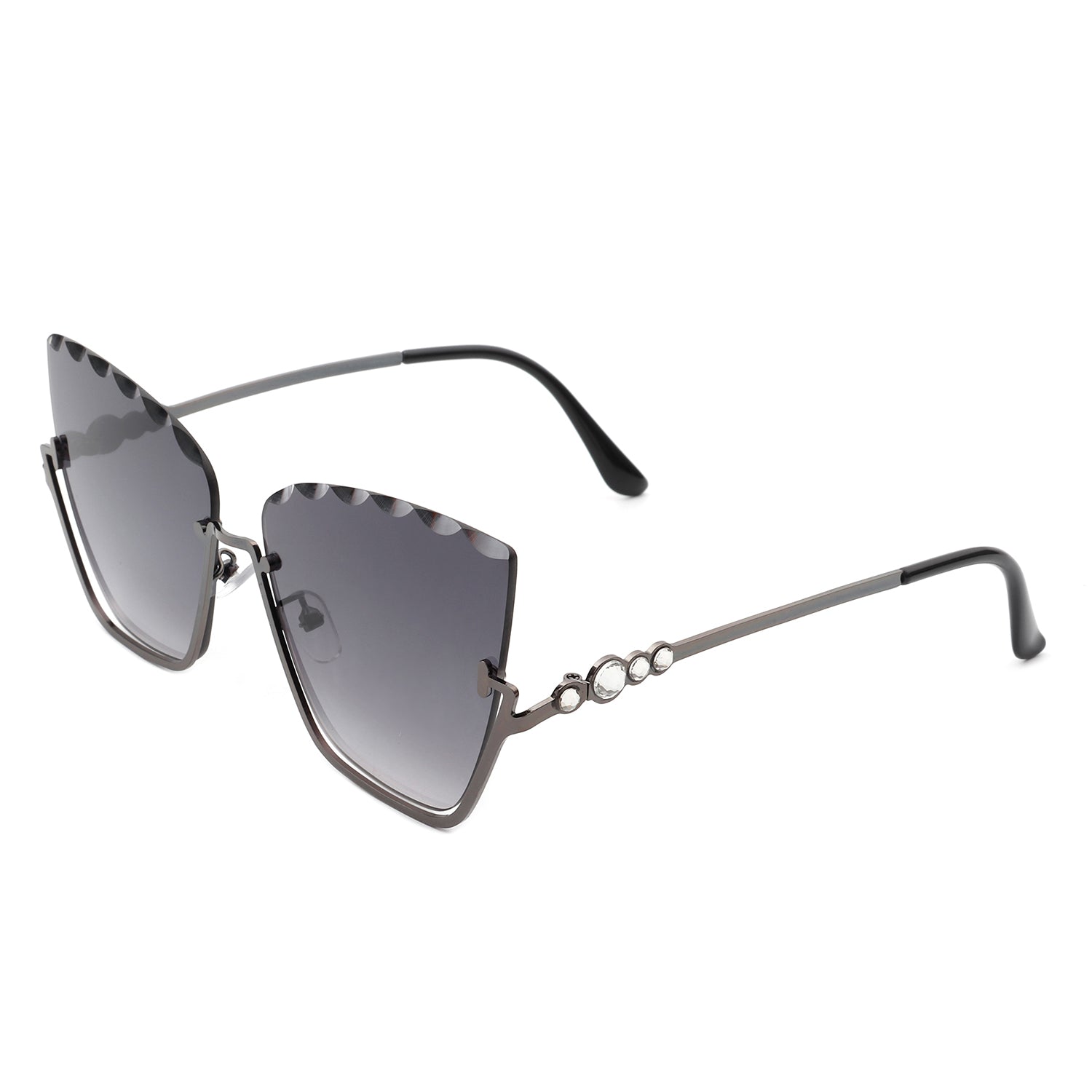 Starfire - Half Frame Square Irregular Tinted Fashion Cat Eye Sunglasses - KME means the very best