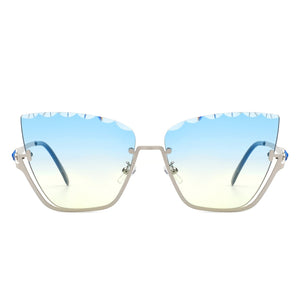 Starfire - Half Frame Square Irregular Tinted Fashion Cat Eye Sunglasses - KME means the very best