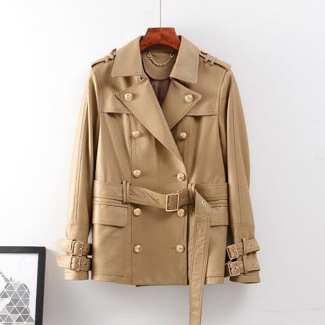 Supreme Women's Real Sheep Leather Coat Double Breasted - KME means the very best