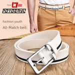 Load image into Gallery viewer, Trendy White Casual Men&#39;s Leather Belt - Soft Cowhide with Pin Buckle - KME means the very best
