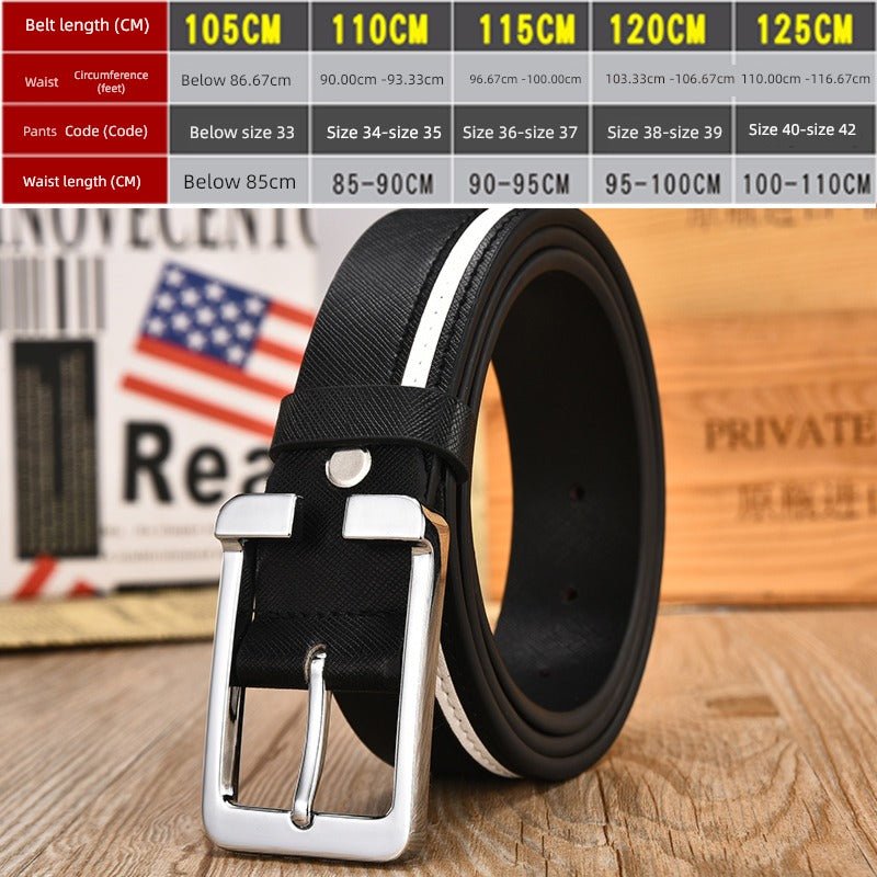 Trendy White Casual Men's Leather Belt - Soft Cowhide with Pin Buckle - KME means the very best