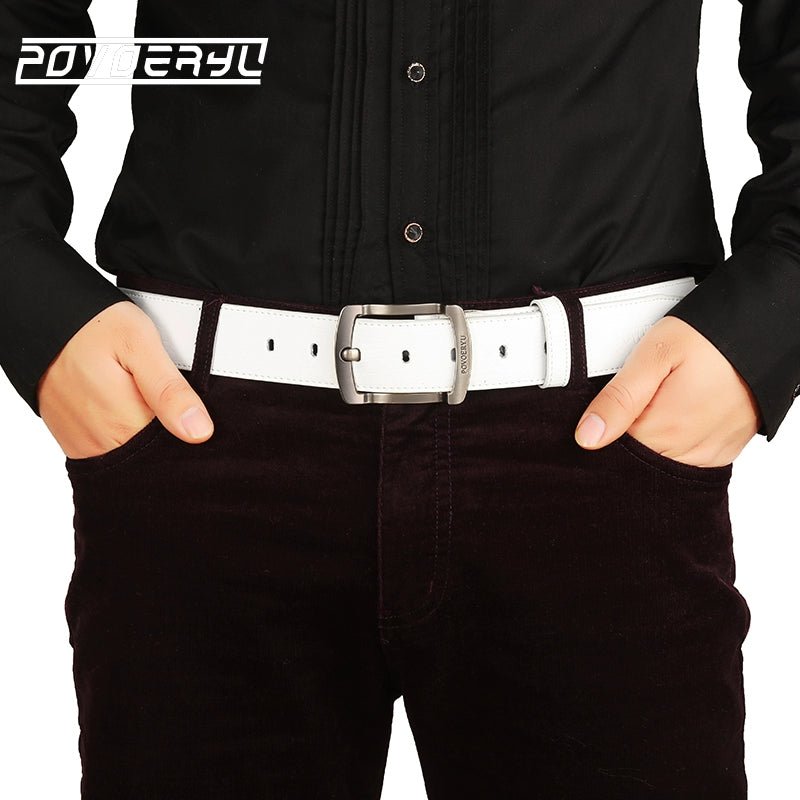 Trendy White Casual Men's Leather Belt - Soft Cowhide with Pin Buckle - KME means the very best