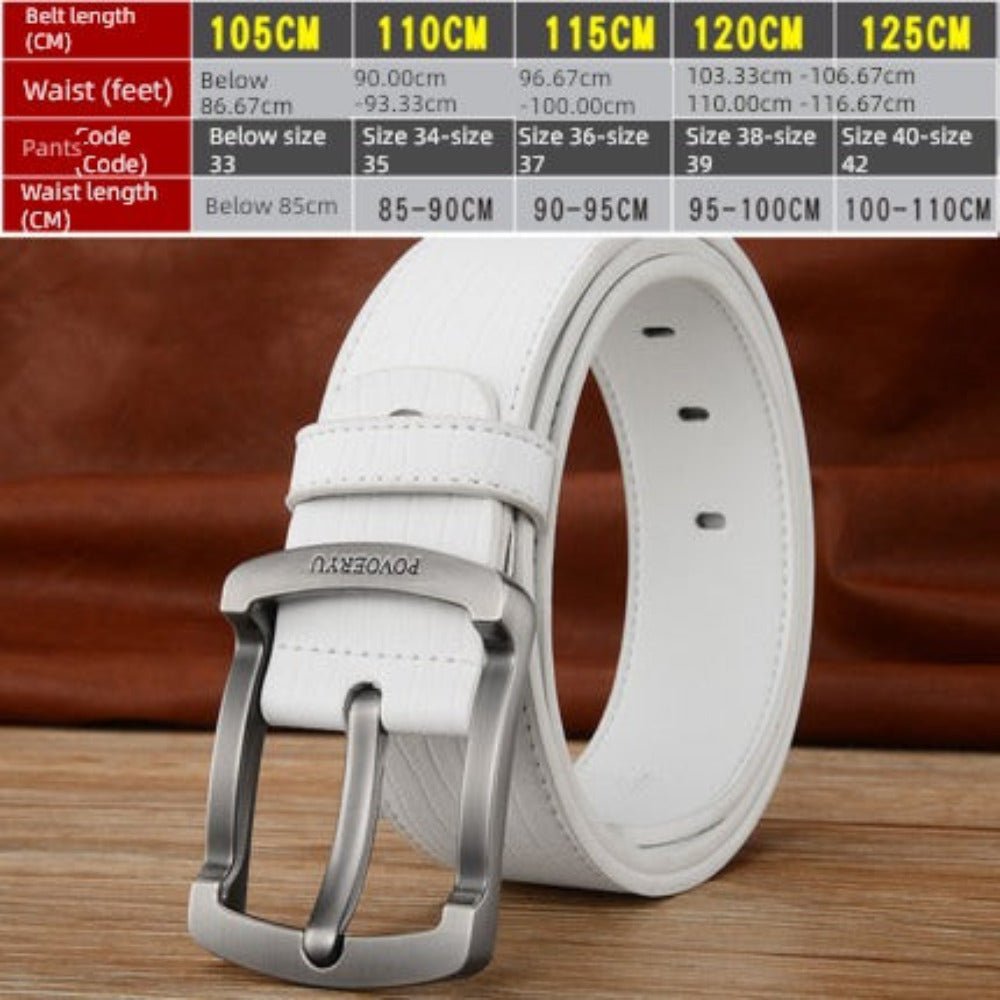 Trendy White Casual Men's Leather Belt - Soft Cowhide with Pin Buckle - KME means the very best