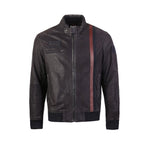 Load image into Gallery viewer, UK Flag Embossed Bomber Leather Jacket with Stripes - KME means the very best
