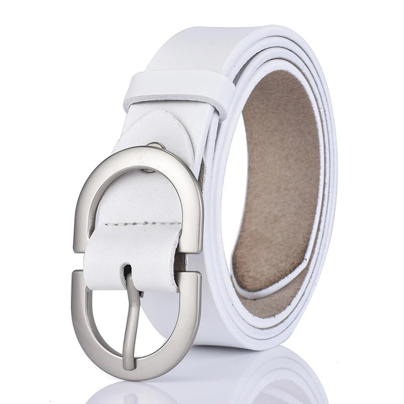 VATLTY Women's Leather Belt - 2.8cm Natural Cowhide with Silver Alloy Buckle - KME means the very best