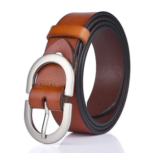 VATLTY Women's Leather Belt - 2.8cm Natural Cowhide with Silver Alloy Buckle - KME means the very best