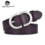 Load image into Gallery viewer, VATLTY Women&#39;s Leather Belt - 2.8cm Natural Cowhide with Silver Alloy Buckle - KME means the very best
