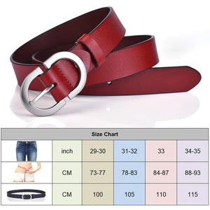 VATLTY Women's Leather Belt - 2.8cm Natural Cowhide with Silver Alloy Buckle - KME means the very best