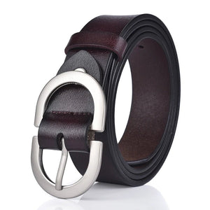 VATLTY Women's Leather Belt - 2.8cm Natural Cowhide with Silver Alloy Buckle - KME means the very best