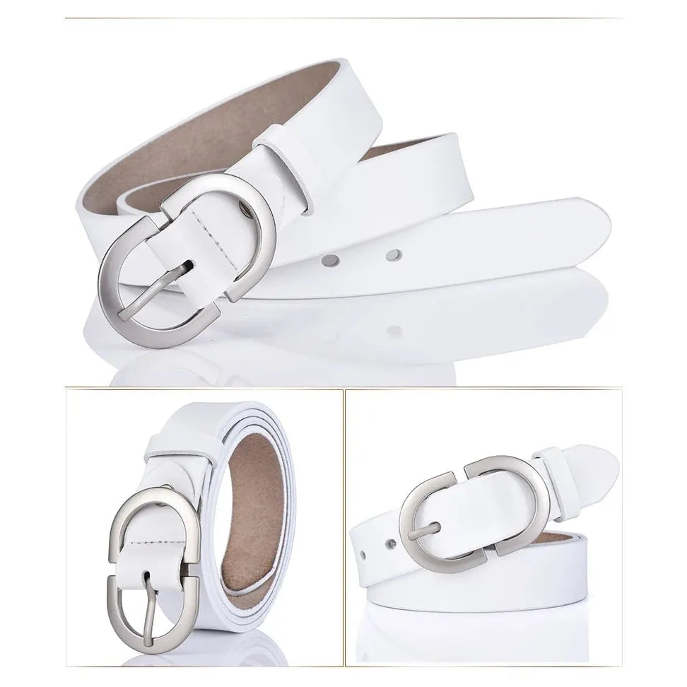 VATLTY Women's Leather Belt - 2.8cm Natural Cowhide with Silver Alloy Buckle - KME means the very best