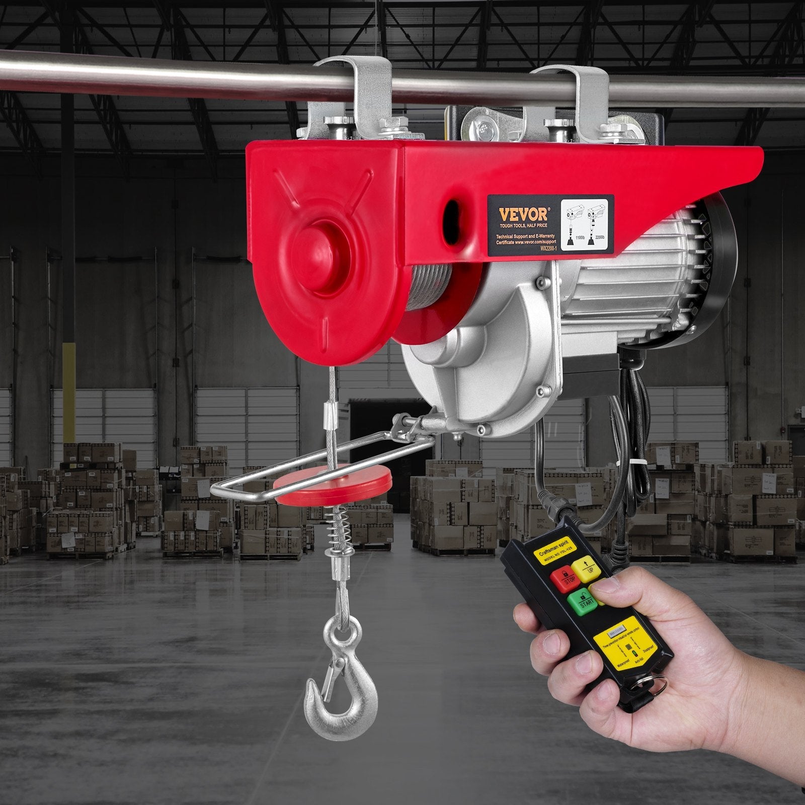 VEVOR 2200 lbs Wireless Attic Lift, 1600W 110V Electric Hoist with Wireless Remote Control, 40ft Single Cable Lifting Height & Pure Copper Motor, for Garage Warehouse Factory - KME means the very best