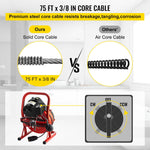 Load image into Gallery viewer, VEVOR 75FT Drain Cleaning Machine - 250W Electric Auger with Foot Switch, Cutters, for 1&quot; - 4&quot; Pipes - KME means the very best
