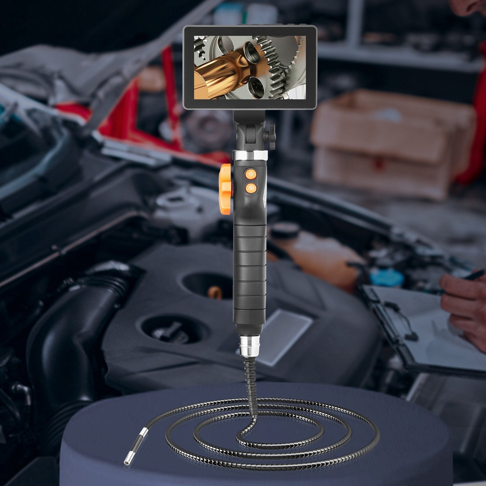 VEVOR Articulating Borescope Camera with Light, Two - Way Articulated Endoscope Inspection Camera with 6.4mm Tiny Lens, 5" IPS 1080P HD Screen, 8X Zoom, 8 LED Light Snake Camera for Automotive, Plumbing - KME means the very best