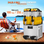 Load image into Gallery viewer, VEVOR Commercial Slushy Machine, 24L/6.4Gal Two Bowls, 100 Cup Margarita Smoothie Frozen Drink Maker, 640W Stainless Steel Margarita Machine, Slushie Machine for Party Cafe Restaurants Bars Home - KME means the very best
