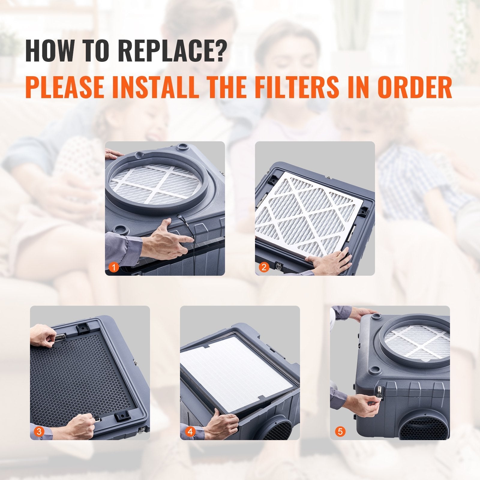 VEVOR HEPA Air Filter, 15.75'' x 15.75'' Air Filter Replacement, High - efficient Stage 3 Filters Compatible with BlueDri & VEVOR Scrubber, Air Purifiers, Water Damage Restoration Equipment - KME means the very best