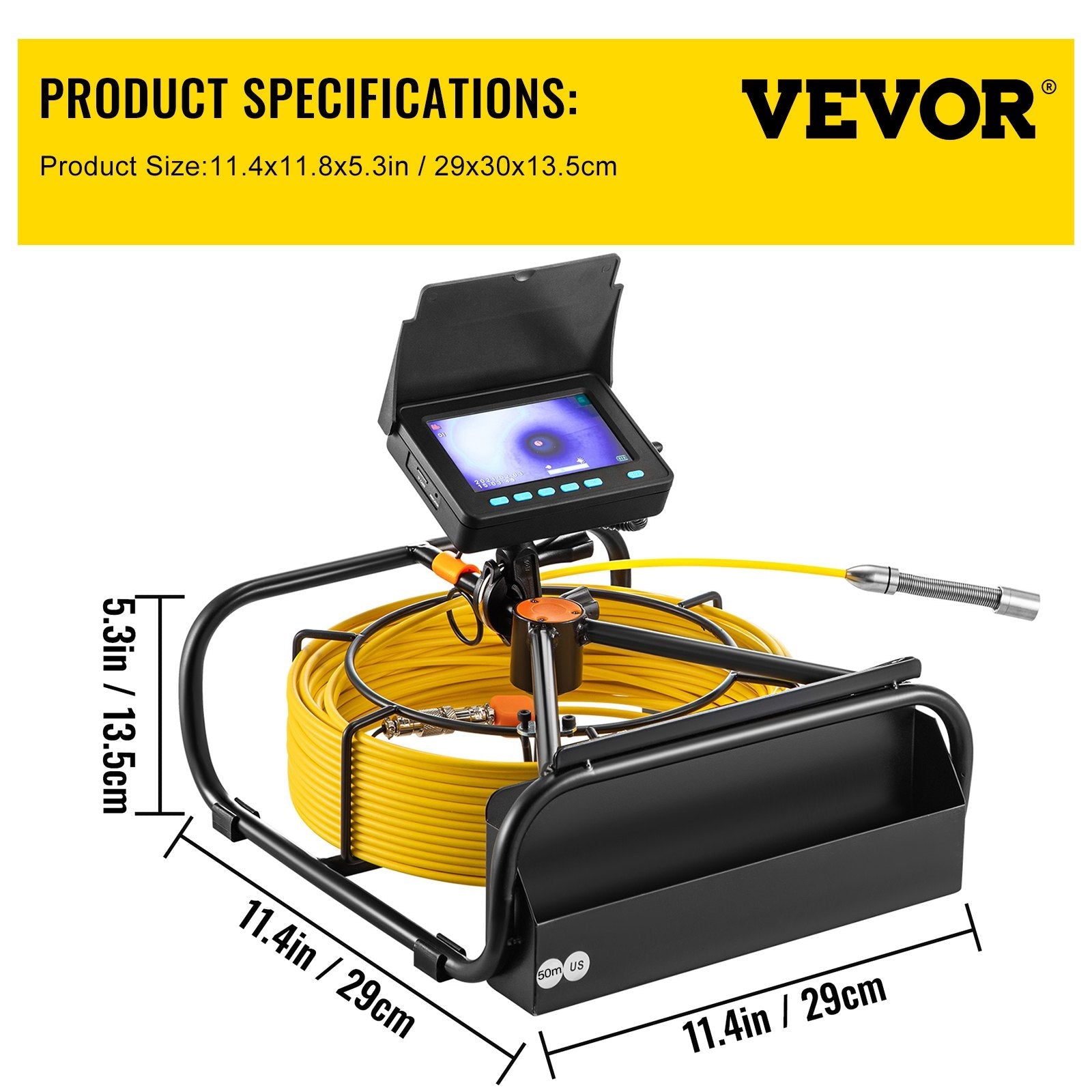 VEVOR Sewer Camera, 164 ft/50 m, 4.3" Pipe Drain Inspection Camera with DVR Function and LED Lights, Waterproof IP68 Borescope, Industrial Endoscope for Home Wall Duct Drain Pipe Plumbing - KME means the very best