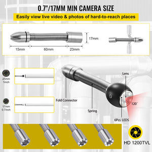 VEVOR Sewer Camera, 164 ft/50 m, 4.3" Pipe Drain Inspection Camera with DVR Function and LED Lights, Waterproof IP68 Borescope, Industrial Endoscope for Home Wall Duct Drain Pipe Plumbing - KME means the very best