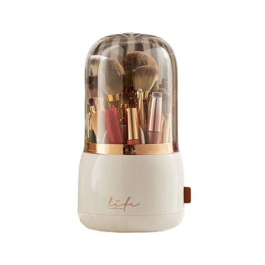 Vibe Geeks 360° Rotating Compartment Dustproof Makeup Brushes Storage Organizer - KME means the very best
