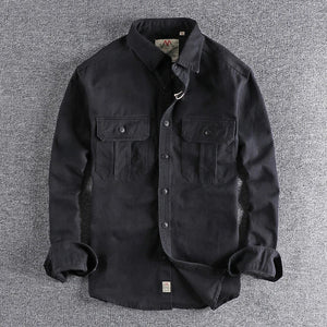 Wash n - Style Uniform Long - Sleeved Shirt for Men - Double Pockets Casual Youth Jacket Thin Coat - KME means the very best