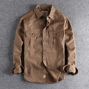 Wash n - Style Uniform Long - Sleeved Shirt for Men - Double Pockets Casual Youth Jacket Thin Coat - KME means the very best